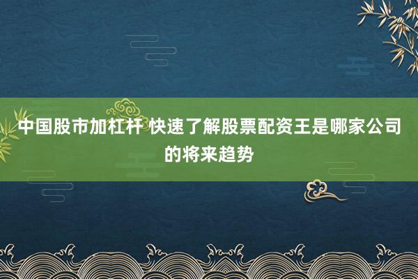 中国股市加杠杆 快速了解股票配资王是哪家公司的将来趋势
