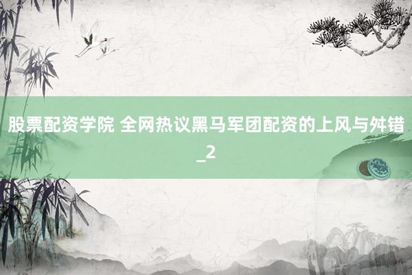 股票配资学院 全网热议黑马军团配资的上风与舛错_2